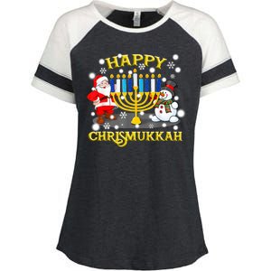 Happy Chrismukkah Funny Hanukkah Christmas Jewish Holiday Enza Ladies Jersey Colorblock Tee