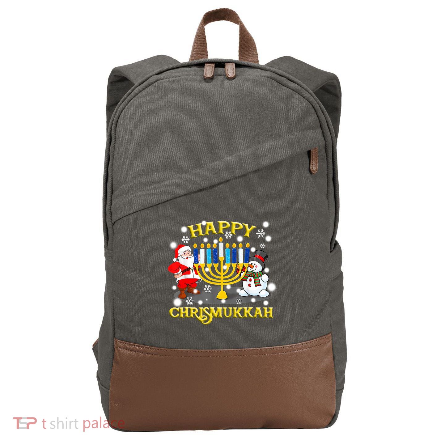 Happy Chrismukkah Funny Hanukkah Christmas Jewish Holiday Cotton Canvas Backpack