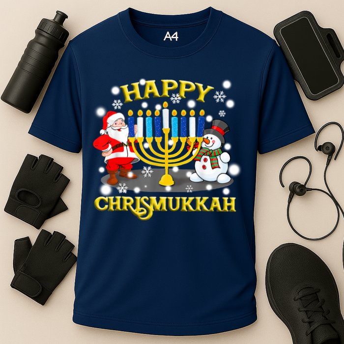 Happy Chrismukkah Funny Hanukkah Christmas Jewish Holiday Cooling Performance Crew T-Shirt