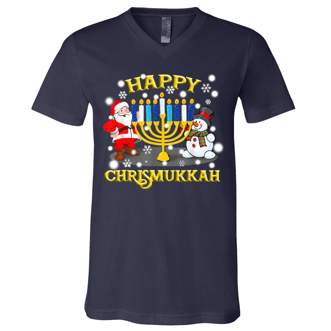 Happy Chrismukkah Funny Hanukkah Christmas Jewish Holiday V-Neck T-Shirt
