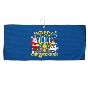 Happy Chrismukkah Funny Hanukkah Christmas Jewish Holiday Large Microfiber Waffle Golf Towel