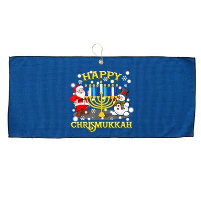 Happy Chrismukkah Funny Hanukkah Christmas Jewish Holiday Large Microfiber Waffle Golf Towel
