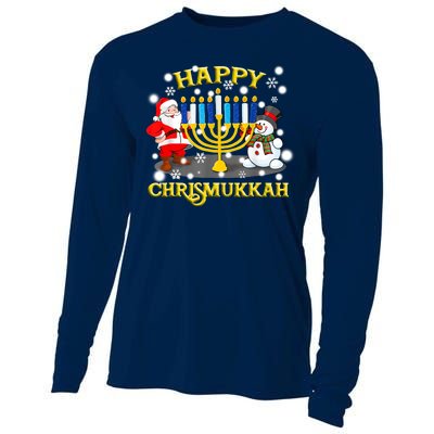 Happy Chrismukkah Funny Hanukkah Christmas Jewish Holiday Cooling Performance Long Sleeve Crew