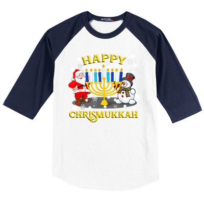 Happy Chrismukkah Funny Hanukkah Christmas Jewish Holiday Baseball Sleeve Shirt