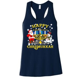 Happy Chrismukkah Funny Hanukkah Christmas Jewish Holiday Women's Racerback Tank