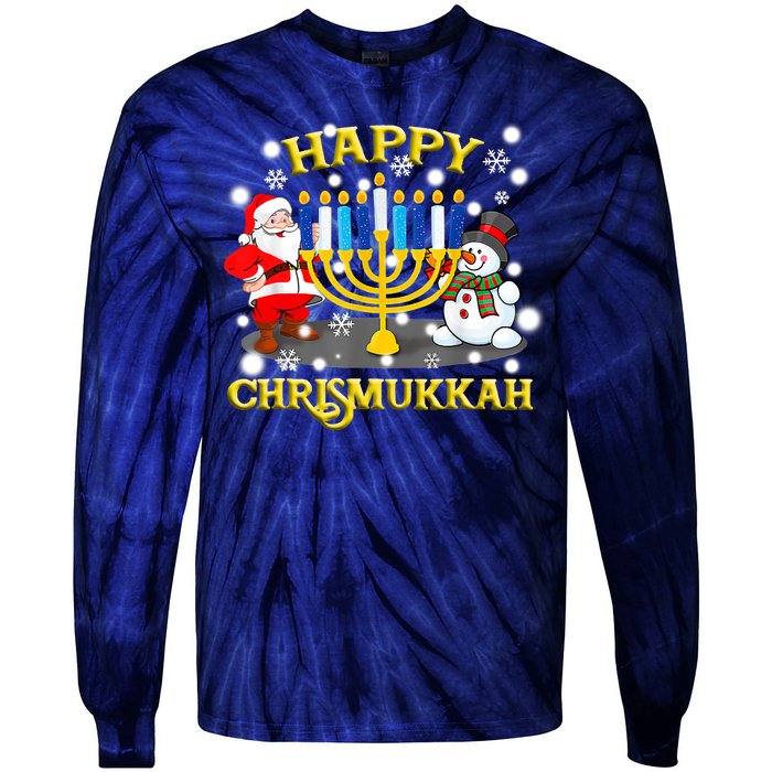 Happy Chrismukkah Funny Hanukkah Christmas Jewish Holiday Tie-Dye Long Sleeve Shirt