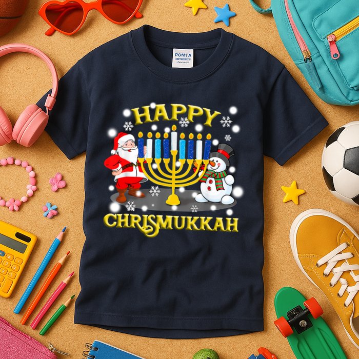 Happy Chrismukkah Funny Hanukkah Christmas Jewish Holiday Kids T-Shirt