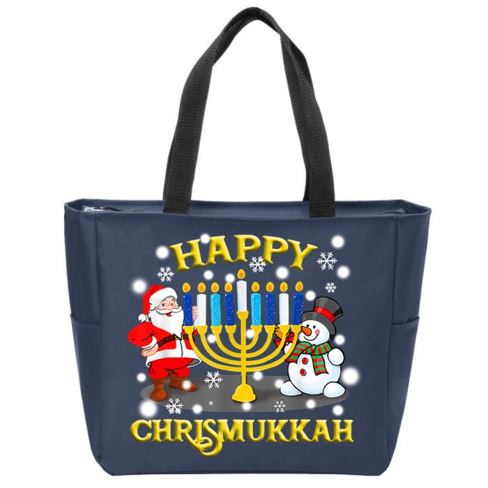 Happy Chrismukkah Funny Hanukkah Christmas Jewish Holiday Zip Tote Bag