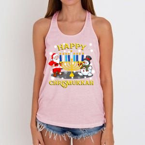 Happy Chrismukkah Funny Hanukkah Christmas Jewish Holiday Women's Knotted Racerback Tank