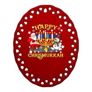 Happy Chrismukkah Funny Hanukkah Christmas Jewish Holiday Ceramic Oval Ornament