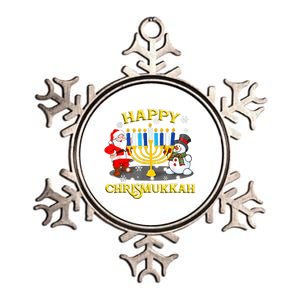 Happy Chrismukkah Funny Hanukkah Christmas Jewish Holiday Metallic Star Ornament