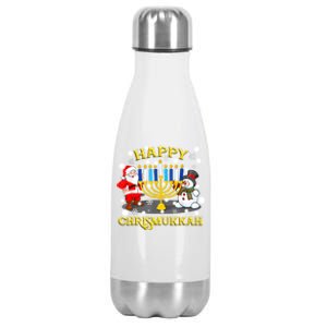 Happy Chrismukkah Funny Hanukkah Christmas Jewish Holiday Stainless Steel Insulated Water Bottle