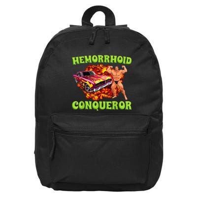 Hemorrhoid Conqueror Funny Meme Weird Offensive Cringe Joke 16 in Basic Backpack