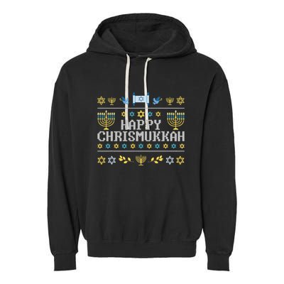 Happy Chrismukkah Funny Hanukkah Christmas Jewish Xmas Garment-Dyed Fleece Hoodie