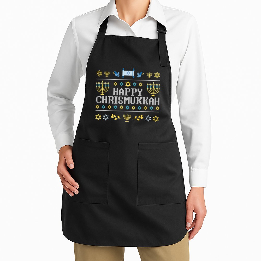 Happy Chrismukkah Funny Hanukkah Christmas Jewish Xmas Apron