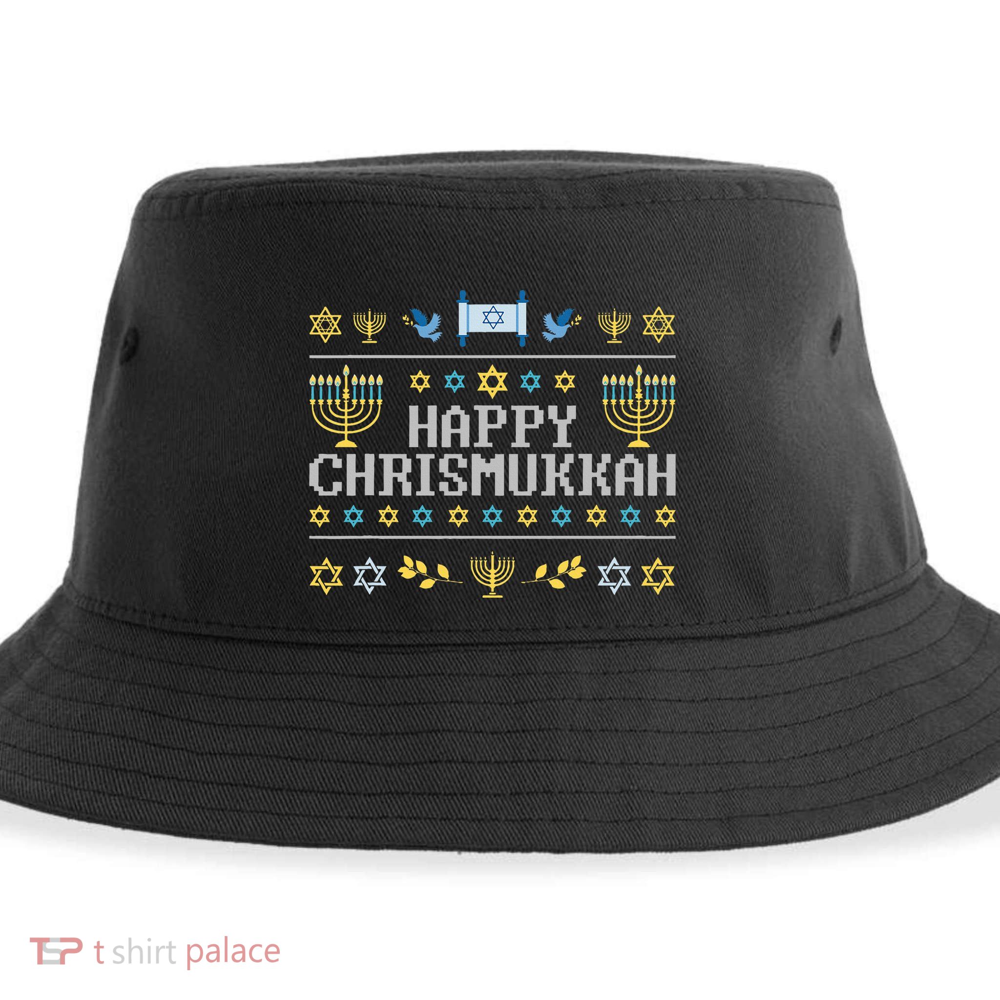 Happy Chrismukkah Funny Hanukkah Christmas Jewish Xmas Sustainable Bucket Hat