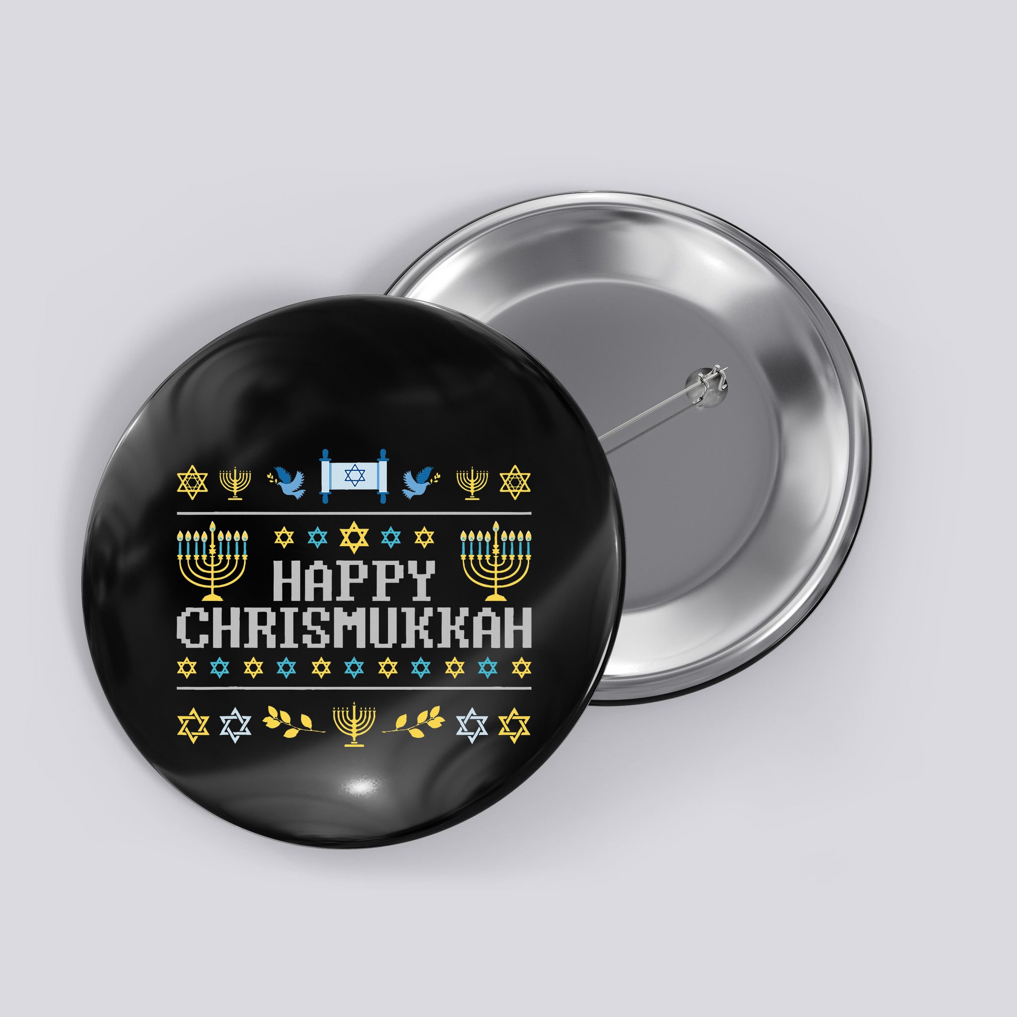 Happy Chrismukkah Funny Hanukkah Christmas Jewish Xmas Button