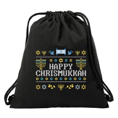 Happy Chrismukkah Funny Hanukkah Christmas Jewish Xmas Drawstring Bag