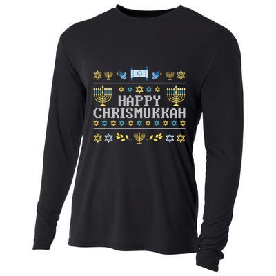 Happy Chrismukkah Funny Hanukkah Christmas Jewish Xmas Cooling Performance Long Sleeve Crew