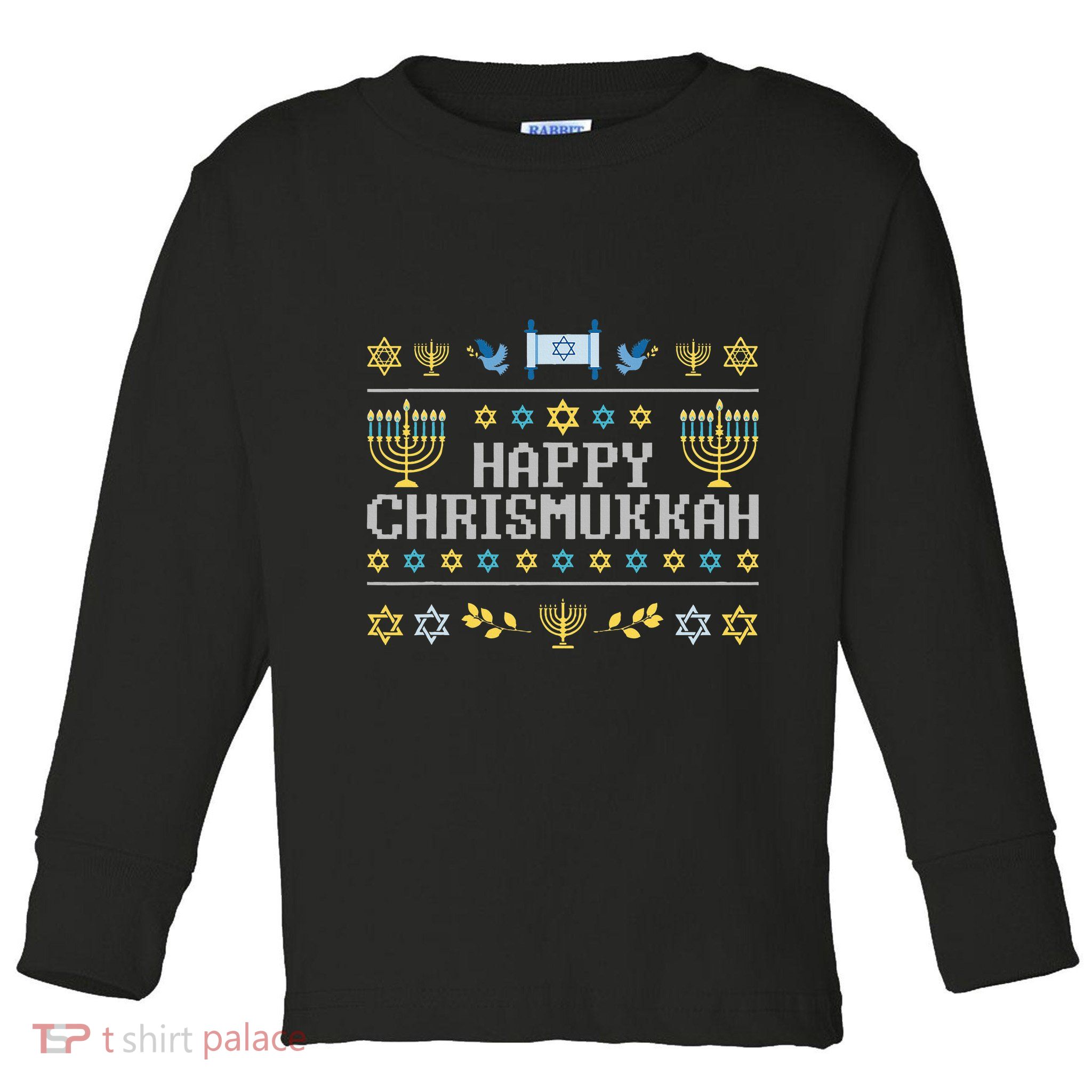 Happy Chrismukkah Funny Hanukkah Christmas Jewish Xmas Toddler Long Sleeve Shirt