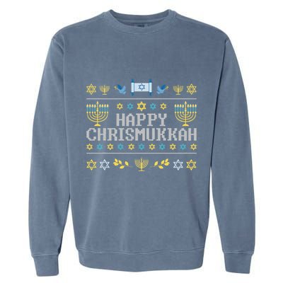 Happy Chrismukkah Funny Hanukkah Christmas Jewish Xmas Garment-Dyed Sweatshirt
