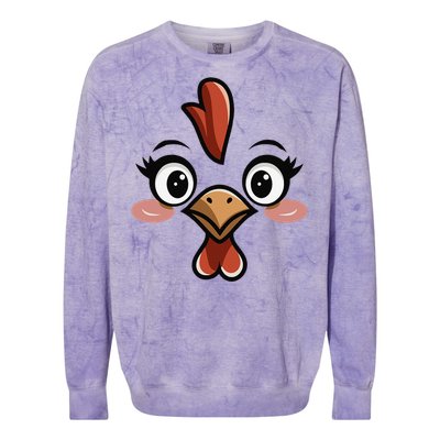 Halloween Chicken Face Cute Hen Themed Gift Colorblast Crewneck Sweatshirt