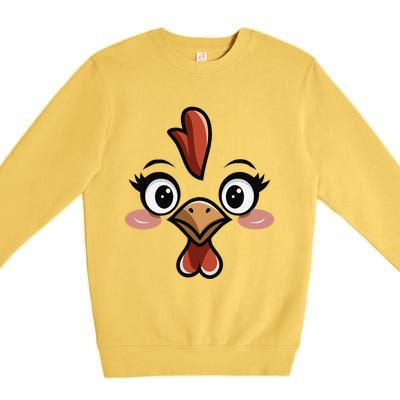 Halloween Chicken Face Cute Hen Themed Gift Premium Crewneck Sweatshirt