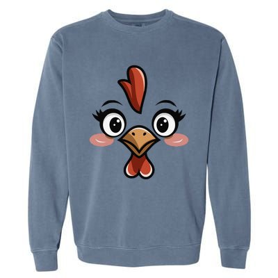 Halloween Chicken Face Cute Hen Themed Gift Garment-Dyed Sweatshirt