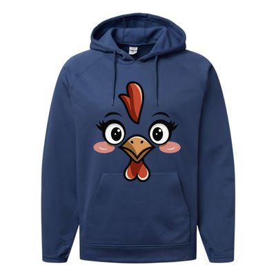 Halloween Chicken Face Cute Hen Themed Gift Performance Fleece Hoodie