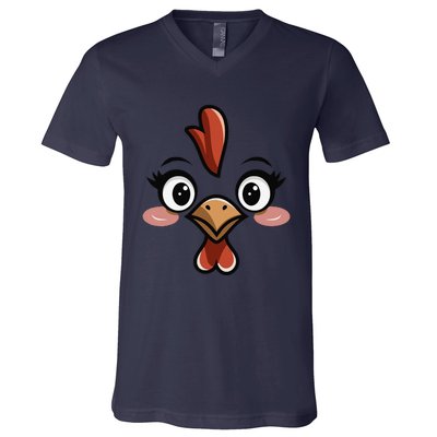 Halloween Chicken Face Cute Hen Themed Gift V-Neck T-Shirt