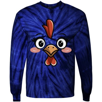 Halloween Chicken Face Cute Hen Themed Gift Tie-Dye Long Sleeve Shirt