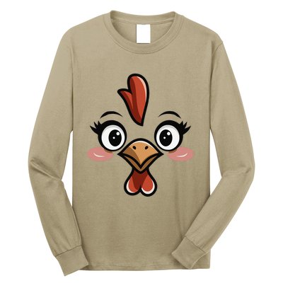 Halloween Chicken Face Cute Hen Themed Gift Long Sleeve Shirt