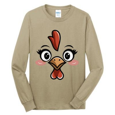 Halloween Chicken Face Cute Hen Themed Gift Tall Long Sleeve T-Shirt