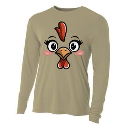 Halloween Chicken Face Cute Hen Themed Gift Cooling Performance Long Sleeve Crew