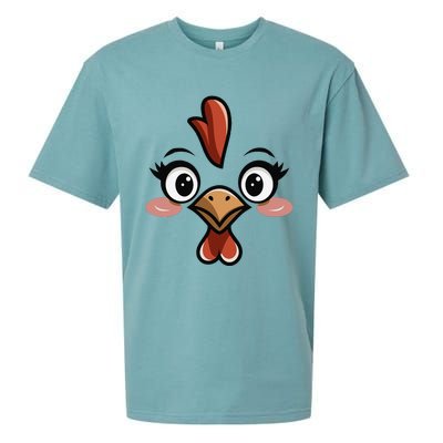 Halloween Chicken Face Cute Hen Themed Gift Sueded Cloud Jersey T-Shirt