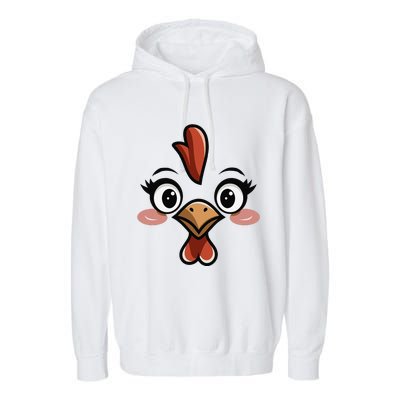 Halloween Chicken Face Cute Hen Themed Gift Garment-Dyed Fleece Hoodie