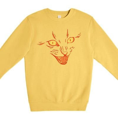 Halloween Cat Face Premium Crewneck Sweatshirt