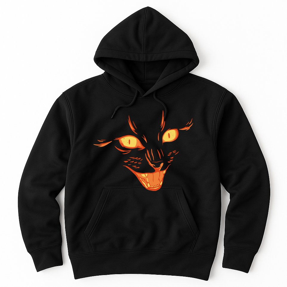 Halloween Cat Face Hoodie