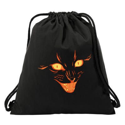 Halloween Cat Face Drawstring Bag
