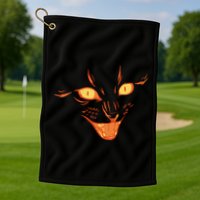 Halloween Cat Face Golf Towel