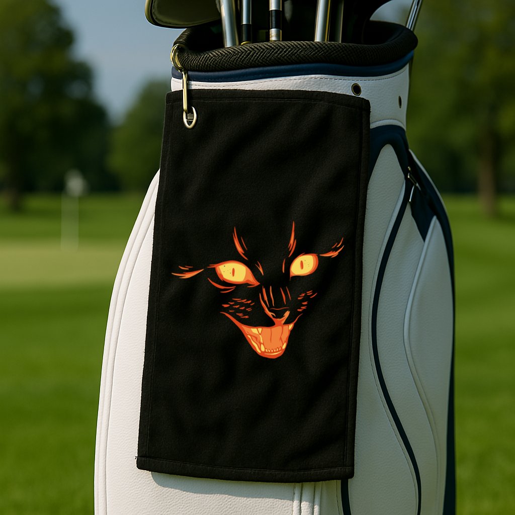 Halloween Cat Face Golf Towel