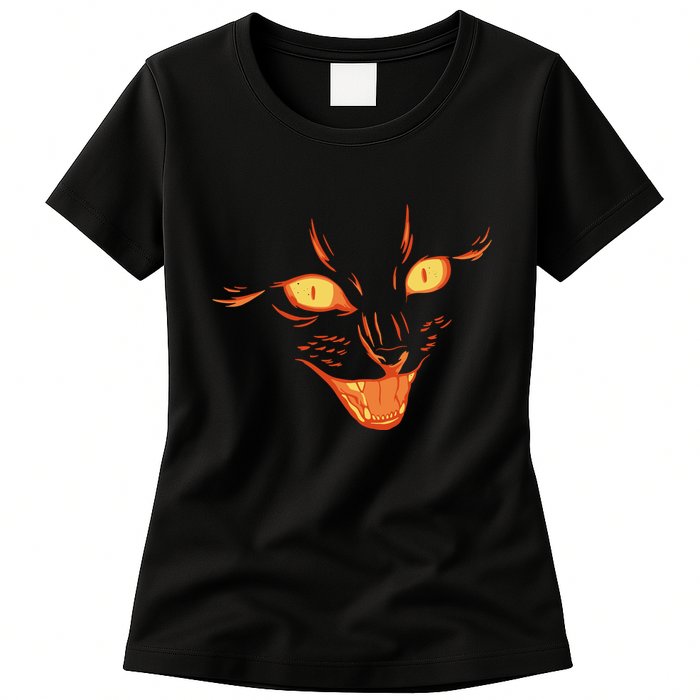 Halloween Cat Face Womens T-Shirt
