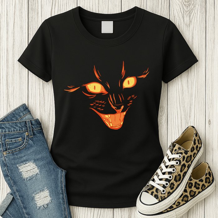 Halloween Cat Face Womens T-Shirt