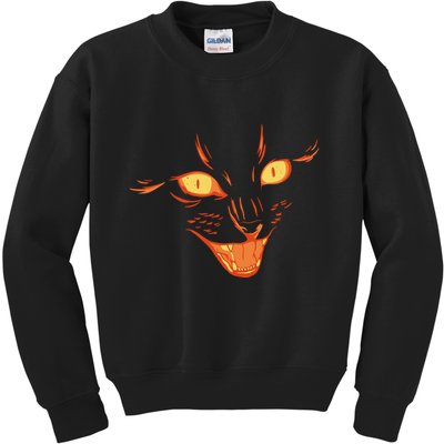 Halloween Cat Face Kids Sweatshirt