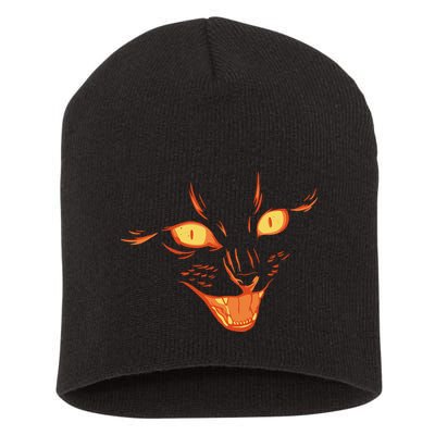 Halloween Cat Face Short Acrylic Beanie