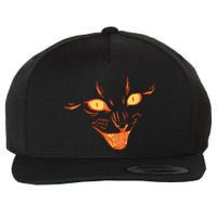 Halloween Cat Face Wool Snapback Cap