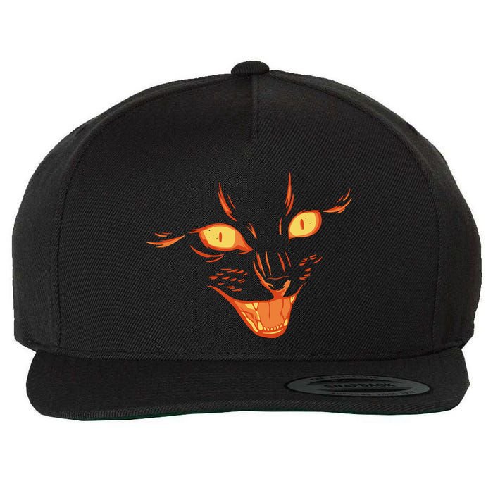 Halloween Cat Face Wool Snapback Cap
