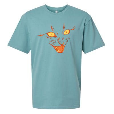 Halloween Cat Face Sueded Cloud Jersey T-Shirt