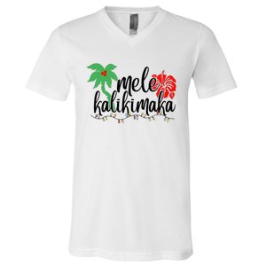 Hawaiian Christmas Family Mele Kalikimaka V-Neck T-Shirt