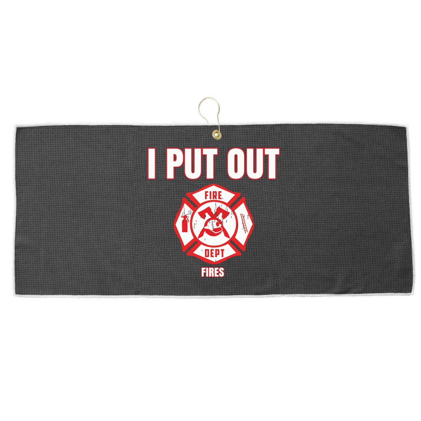 Halloween Costume Funny Firefighter I Put Out Fires Firemen Large Microfiber Waffle Golf Towel